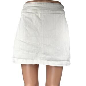 Forever 21 Women's White High Waisted Zip A Line Denim Jean Mini Skirt Size M